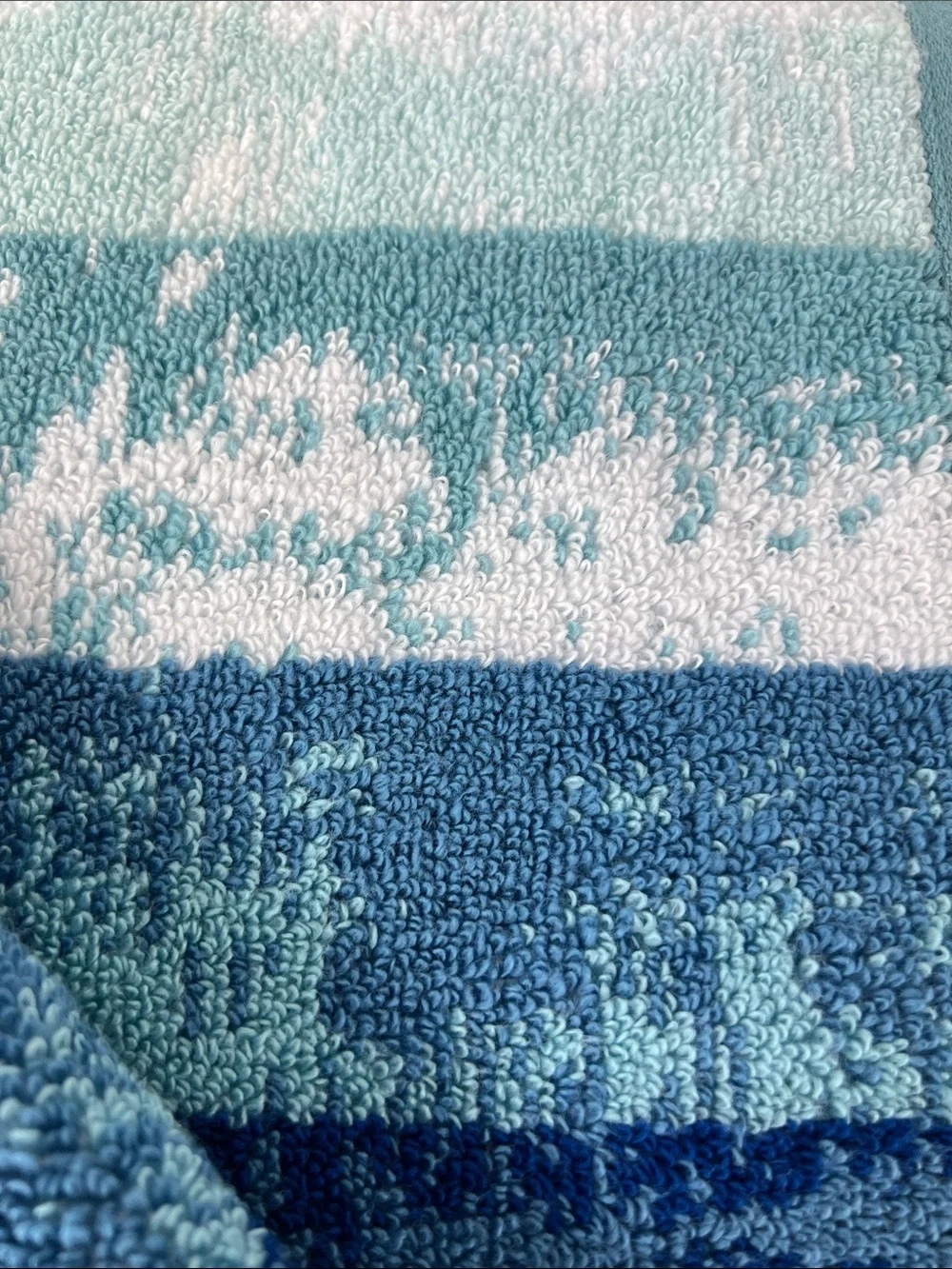 Common Thread Bath Towel Set Blue White Abstract Pattern 100% Cotton 2 pc NEW